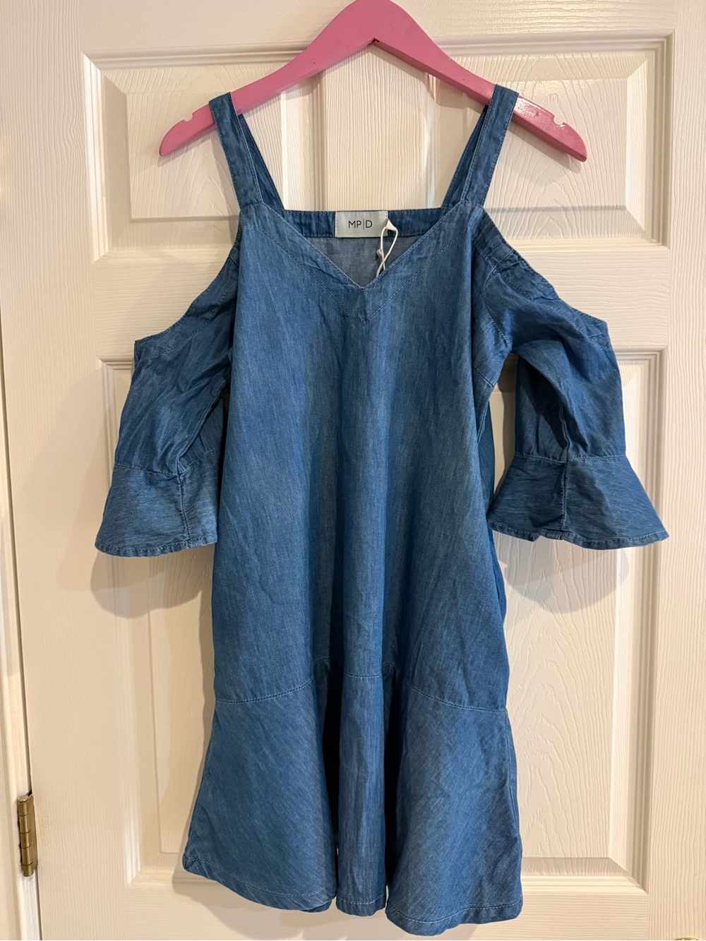 MINKPINK Blue Cold-Shoulder Denim Mini Dress